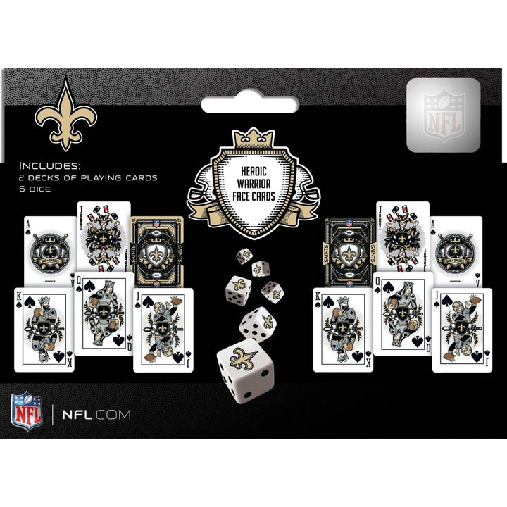 Orleans Saints Playing Cards and Dice Set Official NFL 2-Pack Game Night Image 3