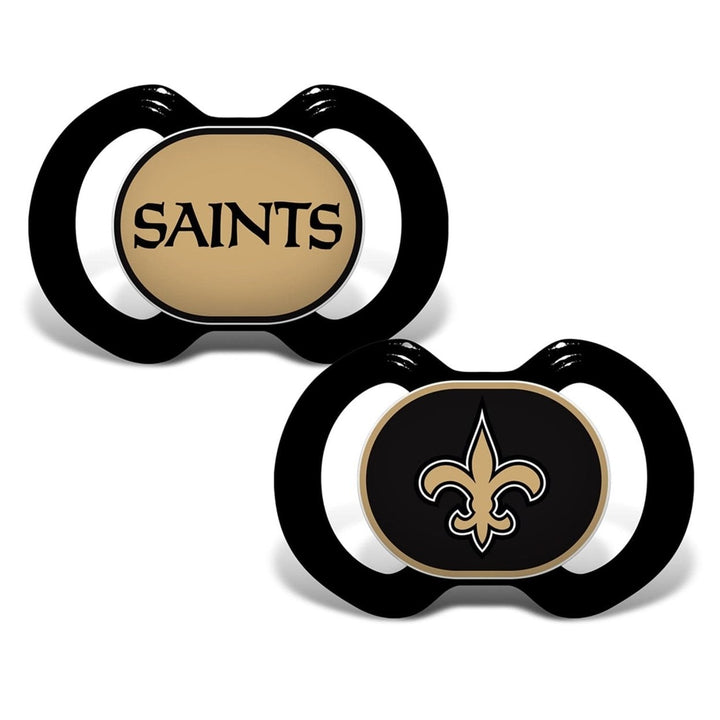 Orleans Saints Pacifier 2-Pack NFL Baby Soothing Silicone BPA-Free Image 1