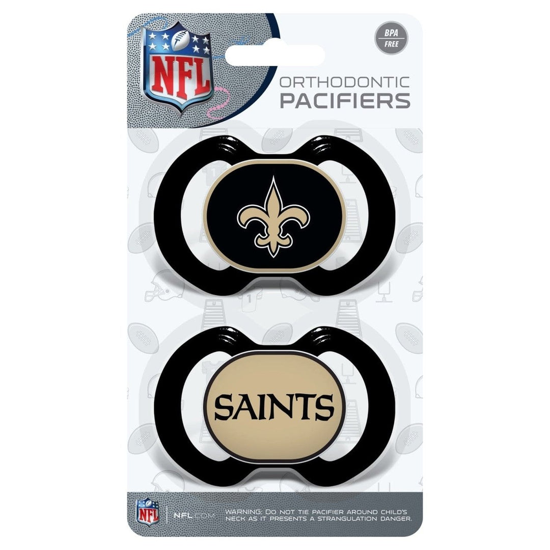 Orleans Saints Pacifier 2-Pack NFL Baby Soothing Silicone BPA-Free Image 2