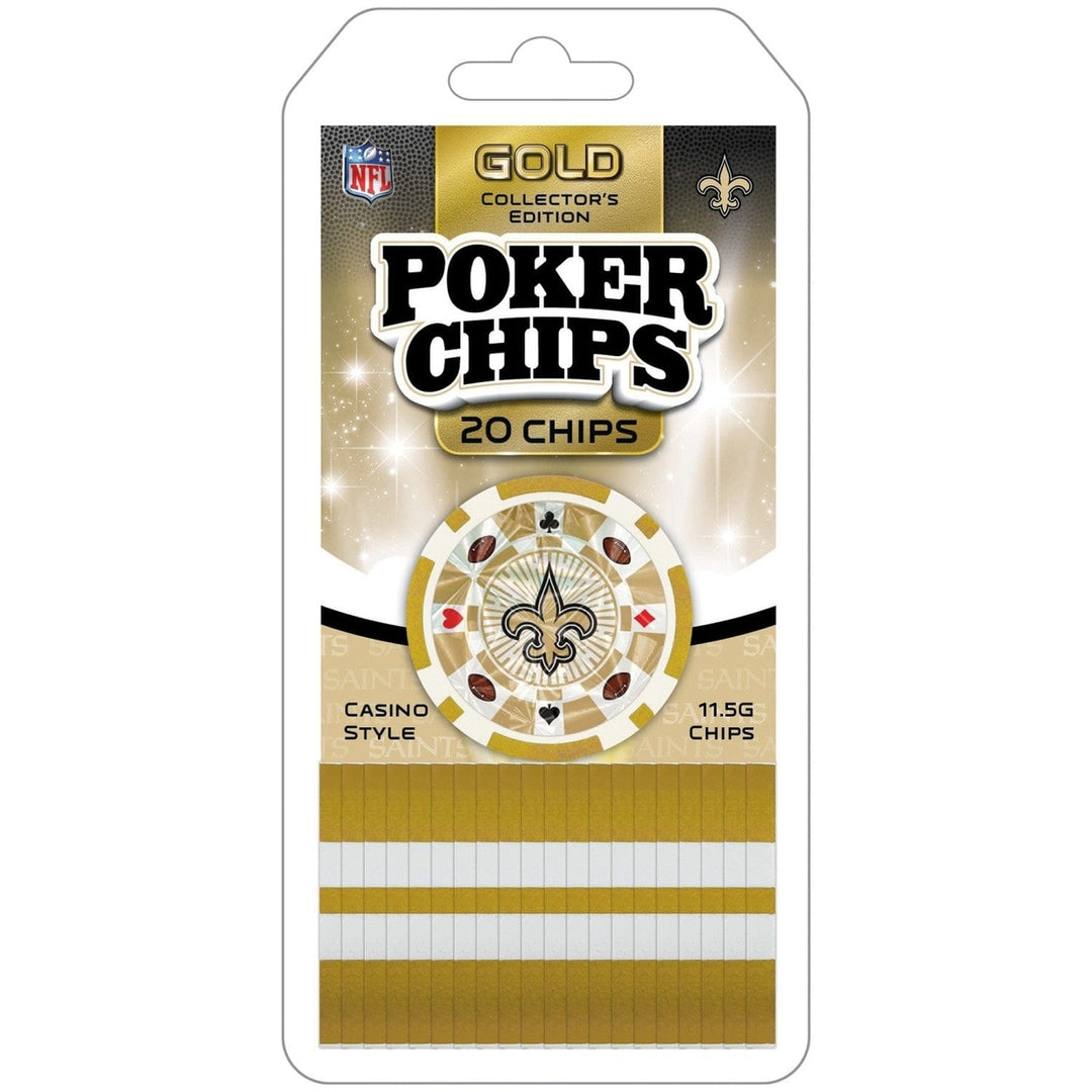 Orleans Saints 20 Piece Gold Collectors Poker Chips Casino Style Set Image 1