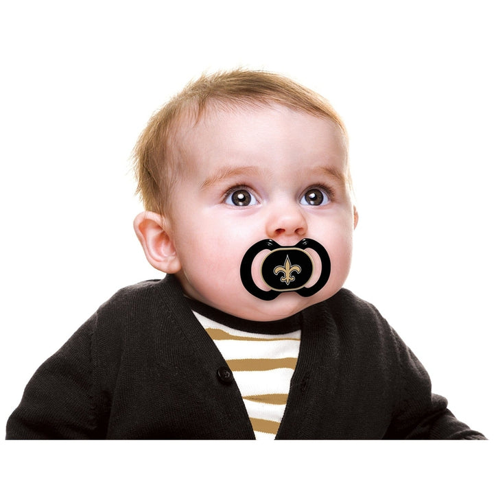 Orleans Saints Pacifier 2-Pack NFL Baby Soothing Silicone BPA-Free Image 4