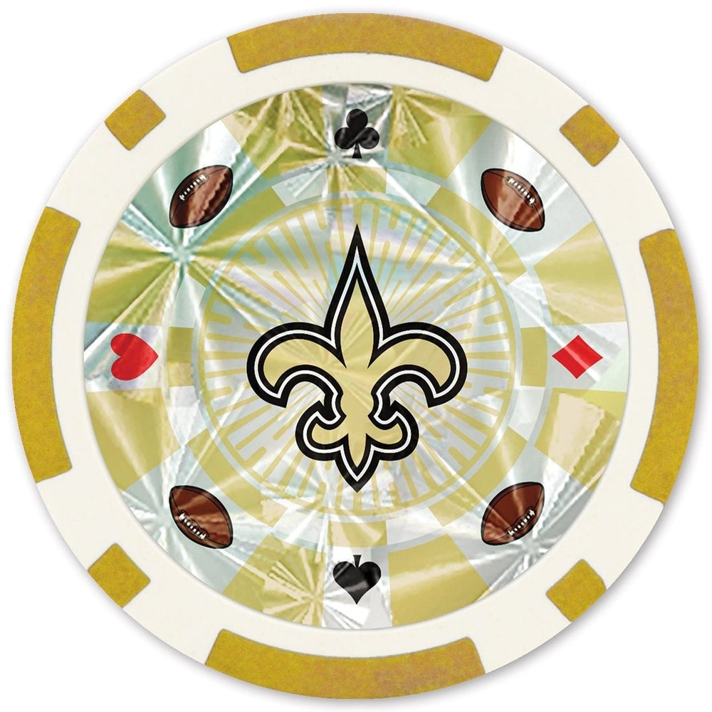 Orleans Saints 20 Piece Gold Collectors Poker Chips Casino Style Set Image 2