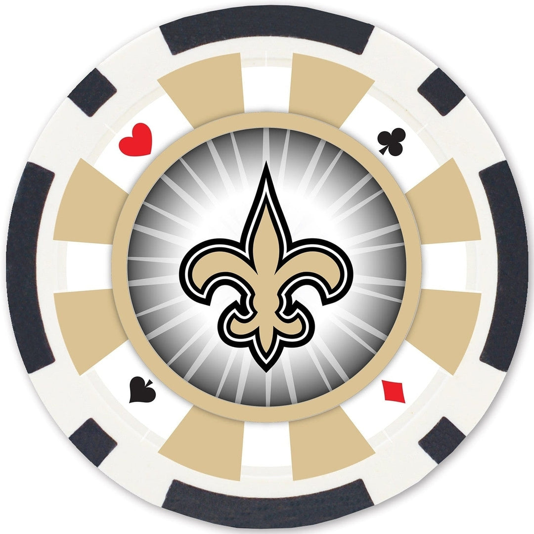 Orleans Saints Casino Style Poker Chips 100 Pieces Heavy Duty 11.5g Set Image 3