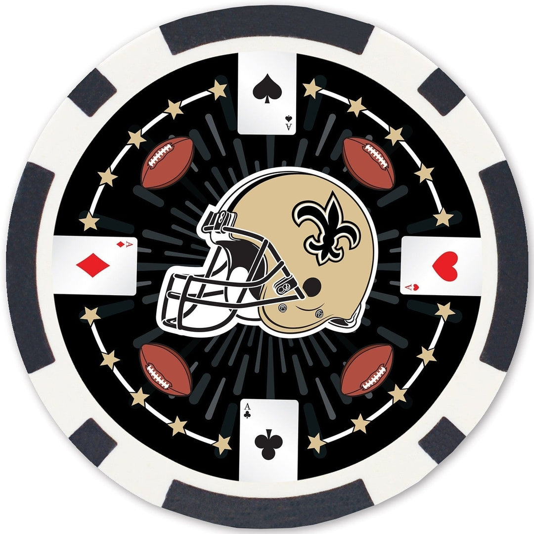 Orleans Saints Casino Style Poker Chips 100 Pieces Heavy Duty 11.5g Set Image 4