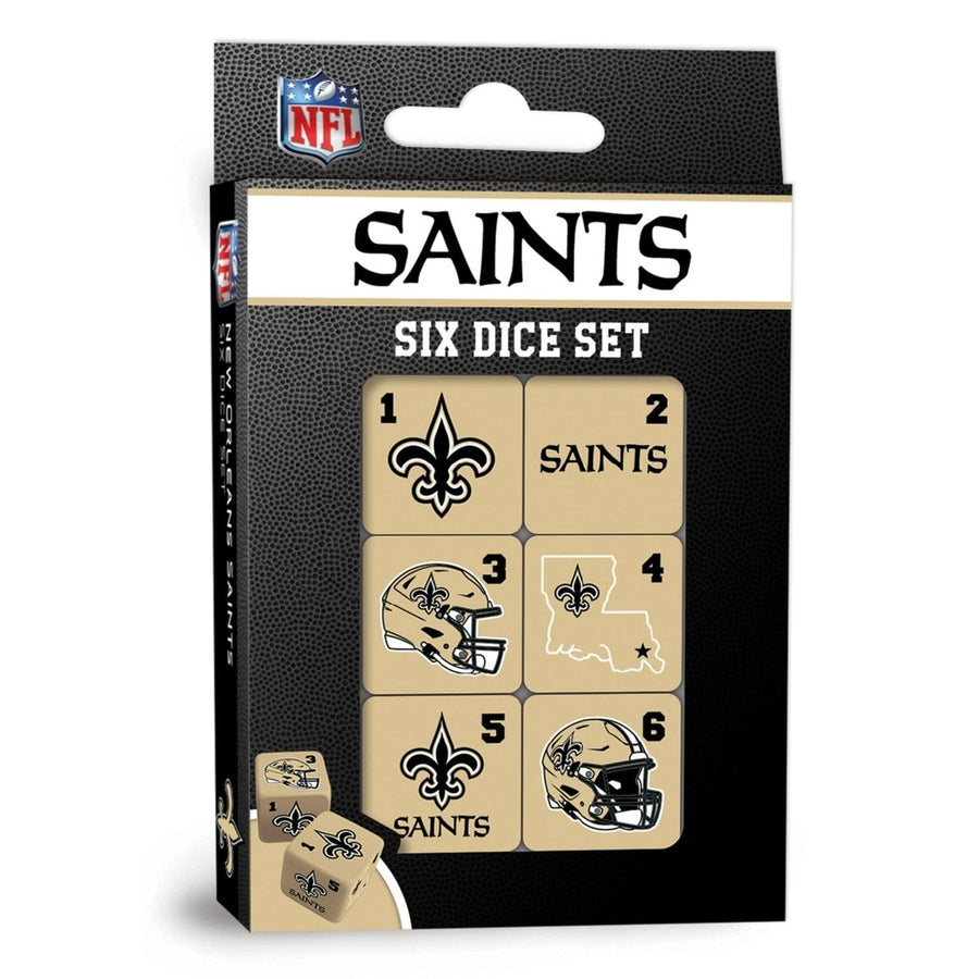 Orleans Saints Dice Set 19mm Officially Licensed 6-Piece Gaming Dice Image 1