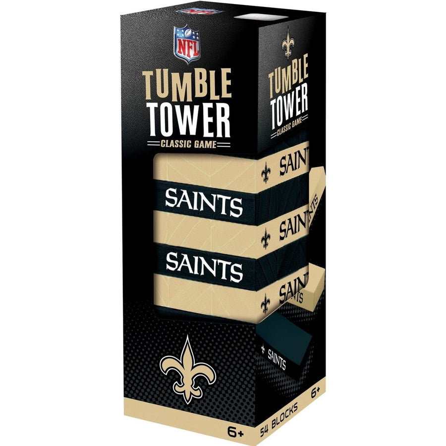 Orleans Saints Tumble Tower Game 54 Wooden Blocks NFL Team Edition Image 1