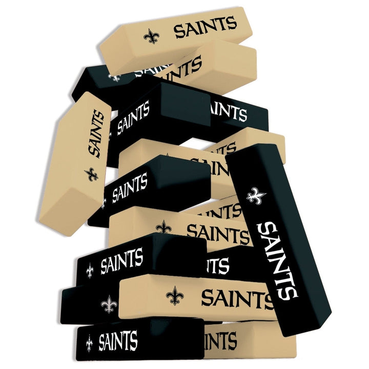 Orleans Saints Tumble Tower Game 54 Wooden Blocks NFL Team Edition Image 2