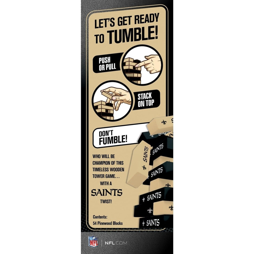 Orleans Saints Tumble Tower Game 54 Wooden Blocks NFL Team Edition Image 3