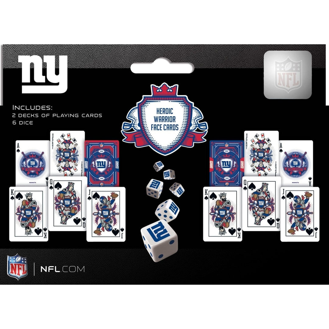 York Giants 2-Pack Playing Cards Dice Set Official NFL Gaming Accessories Image 3