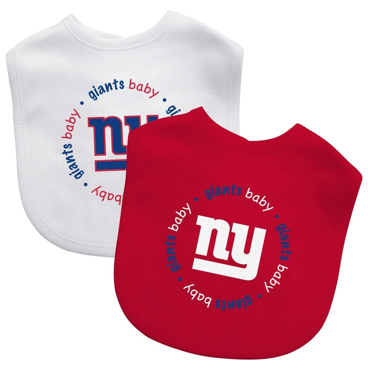 York Giants Baby Bibs 2-Pack Cotton Polyester Embroidered Team Logo Image 1