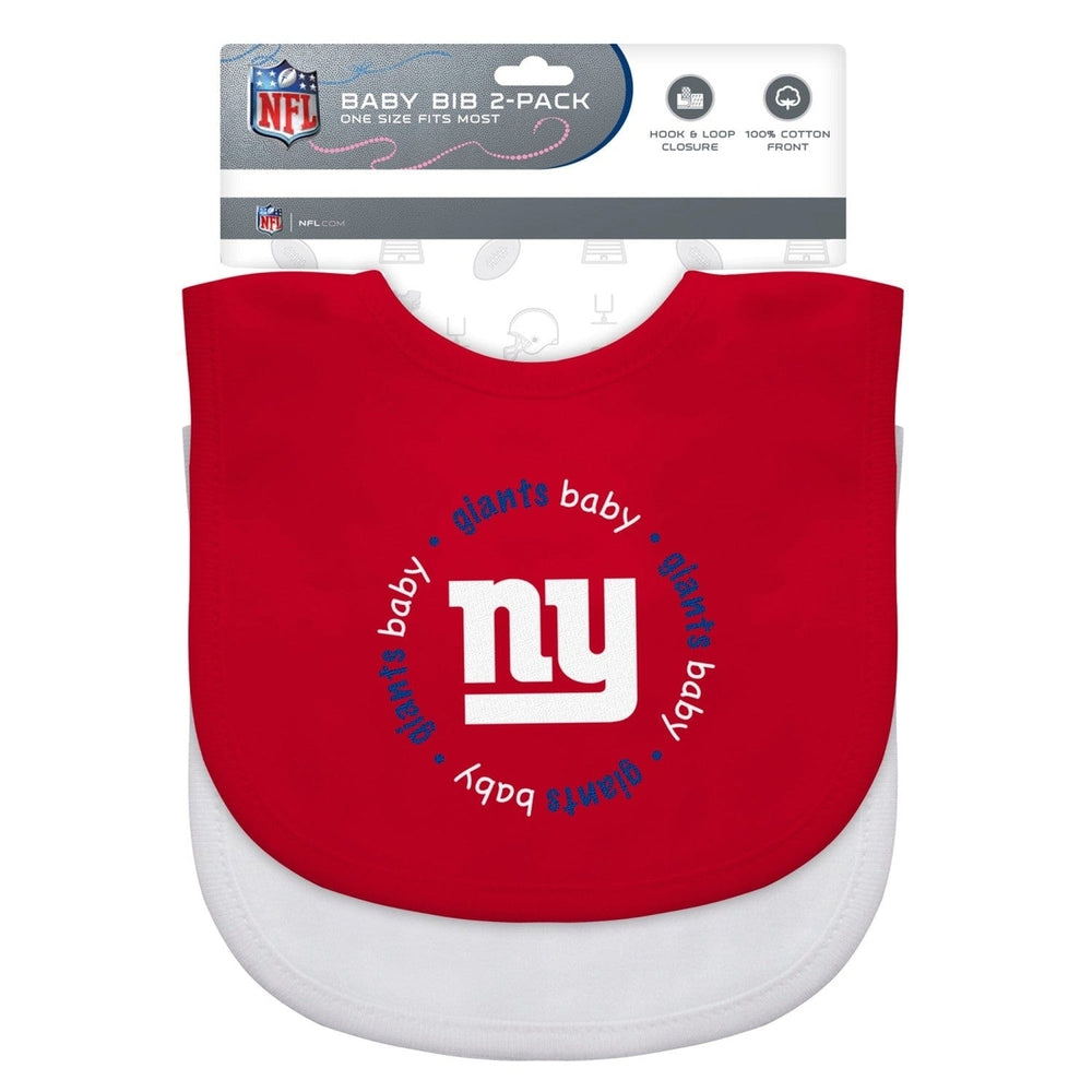 York Giants Baby Bibs 2-Pack Cotton Polyester Embroidered Team Logo Image 2