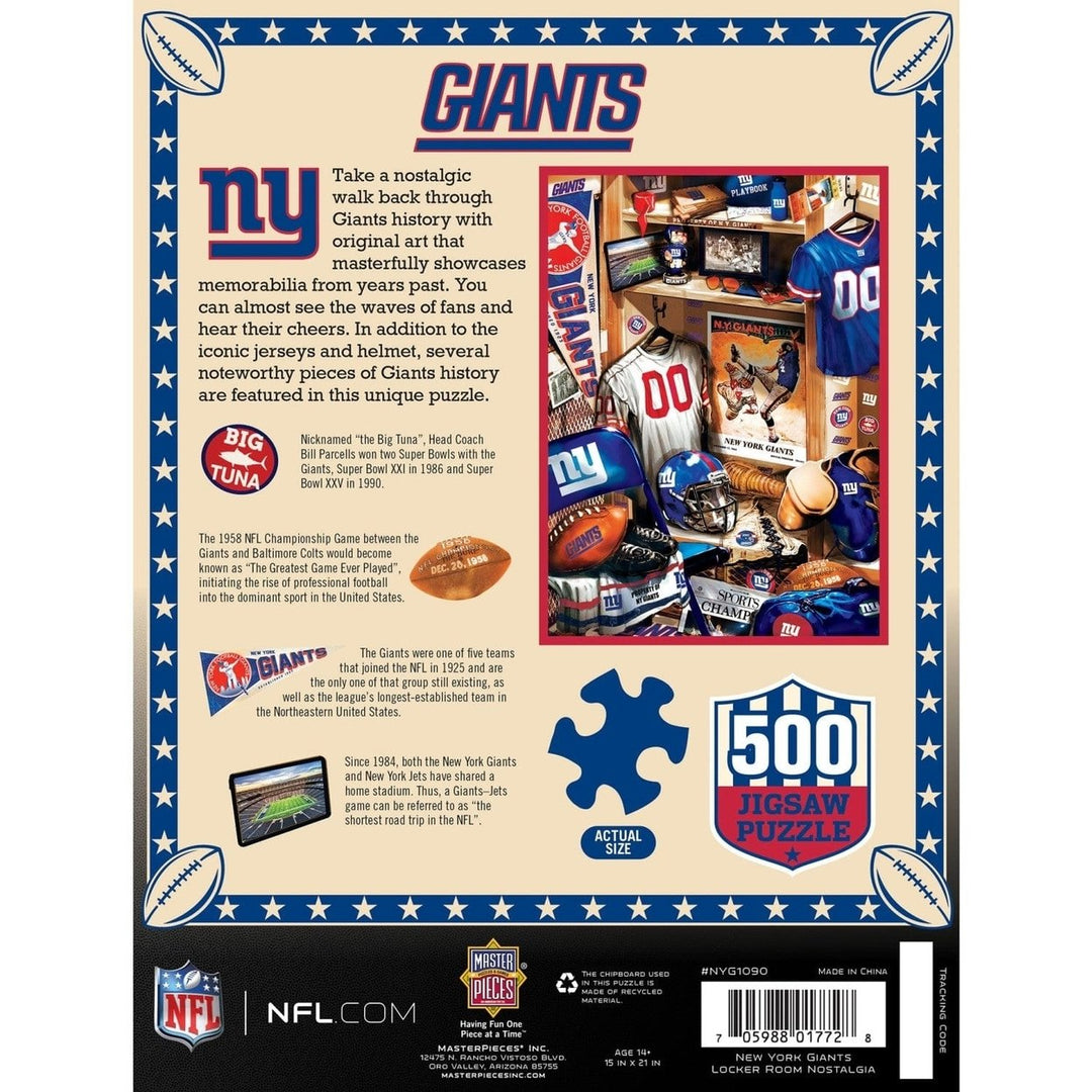 York Giants 500 Piece Jigsaw Puzzle 100% Recycled Material Sports Memorabilia Image 3