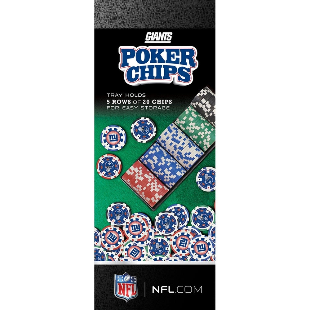 York Giants 100 Piece Casino Style Poker Chips Team Colors Officially Licensed Image 2