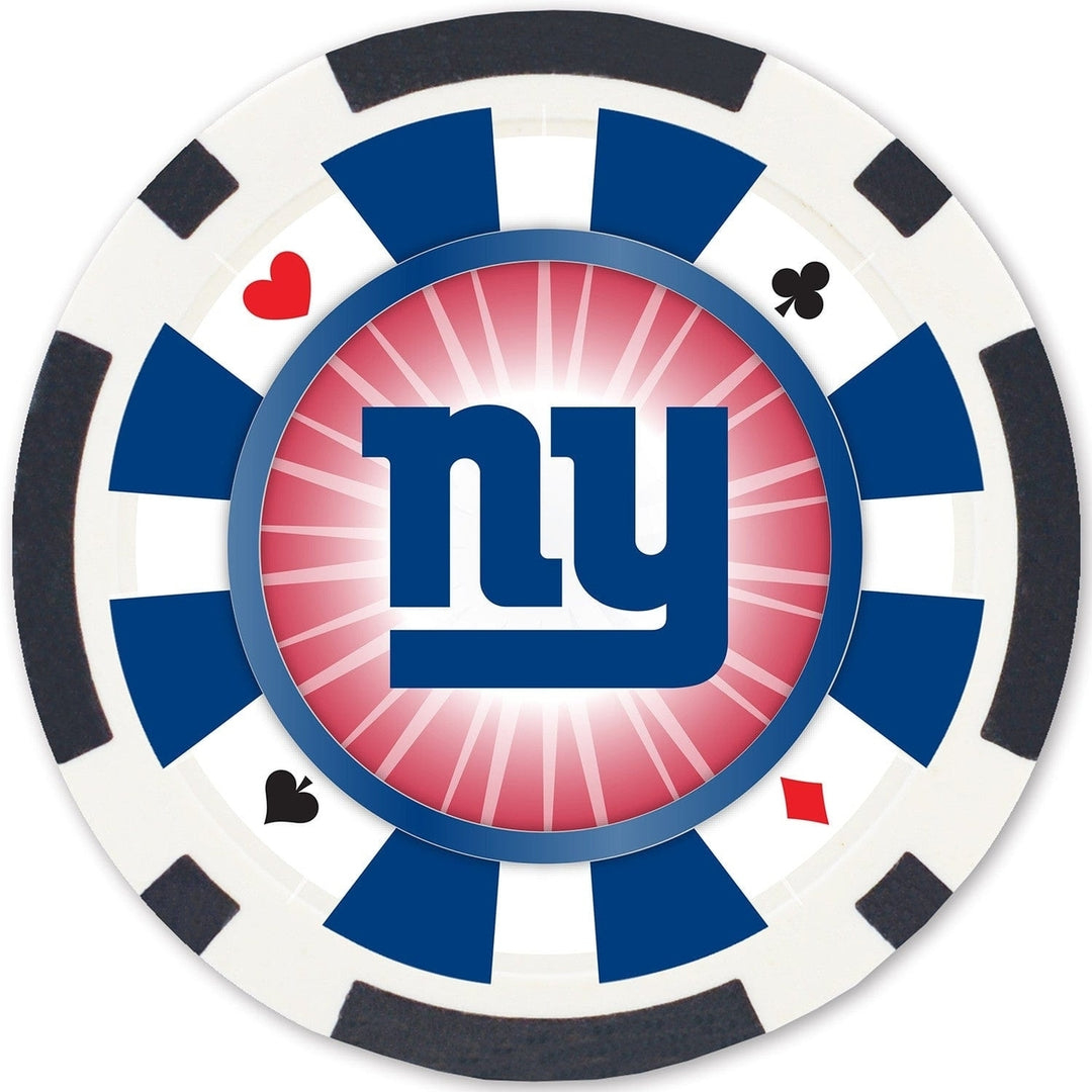 York Giants 100 Piece Casino Style Poker Chips Team Colors Officially Licensed Image 3