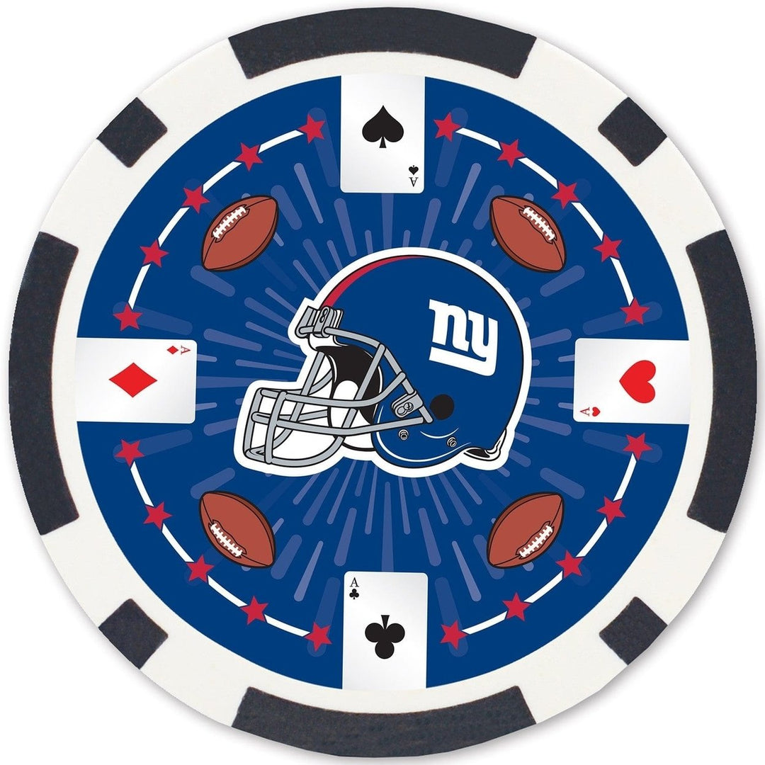 York Giants 100 Piece Casino Style Poker Chips Team Colors Officially Licensed Image 4