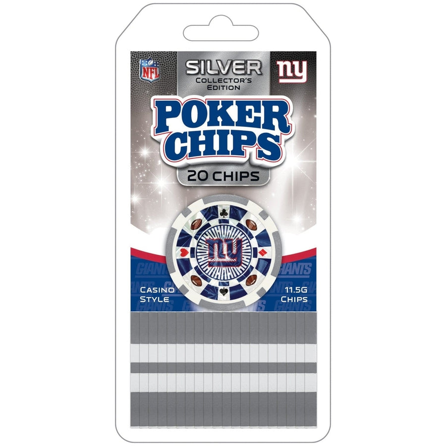 York Giants 20 Piece Poker Chips Silver Collectors Edition Licensed Set Image 1