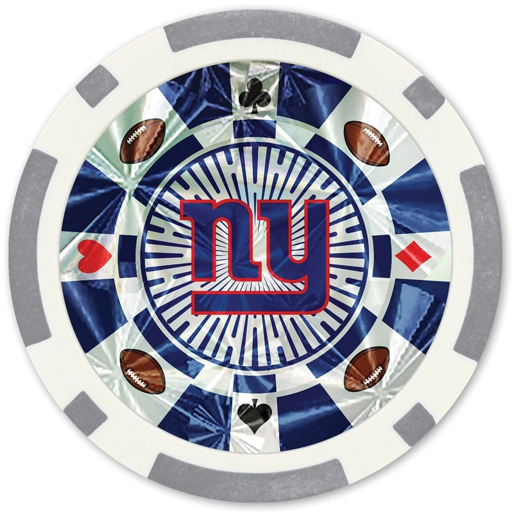 York Giants 20 Piece Poker Chips Silver Collectors Edition Licensed Set Image 2