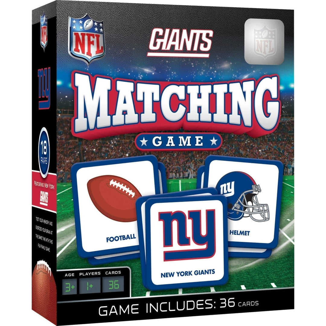 NFL York Giants Matching Game Family Fun 18 Unique Pairs Durable Cards Image 1