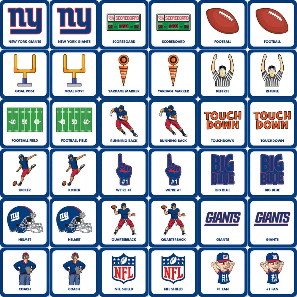 NFL York Giants Matching Game Family Fun 18 Unique Pairs Durable Cards Image 2