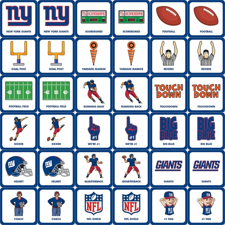 NFL York Giants Matching Game Family Fun 18 Unique Pairs Durable Cards Image 2