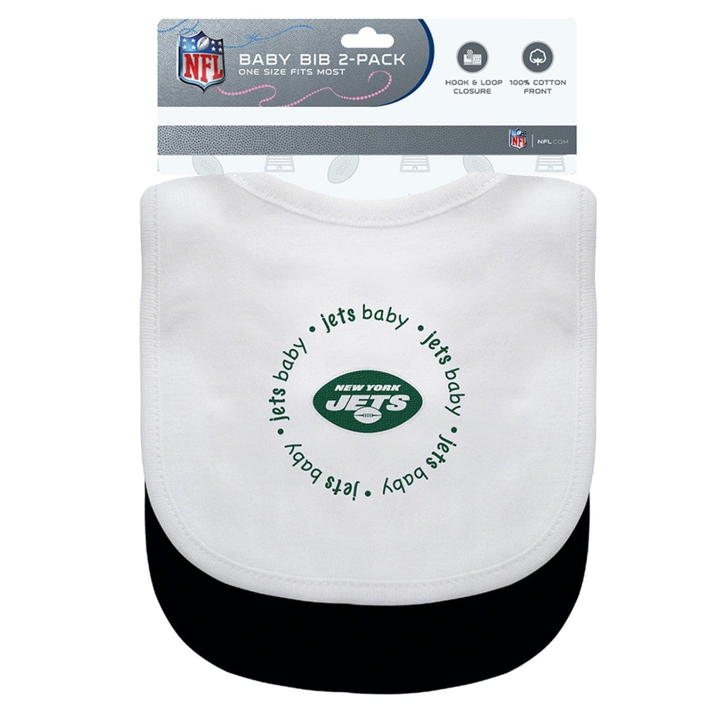 York Jets Baby Bibs 2-Pack Cotton Embroidered NFL Unisex Infant Size Image 2