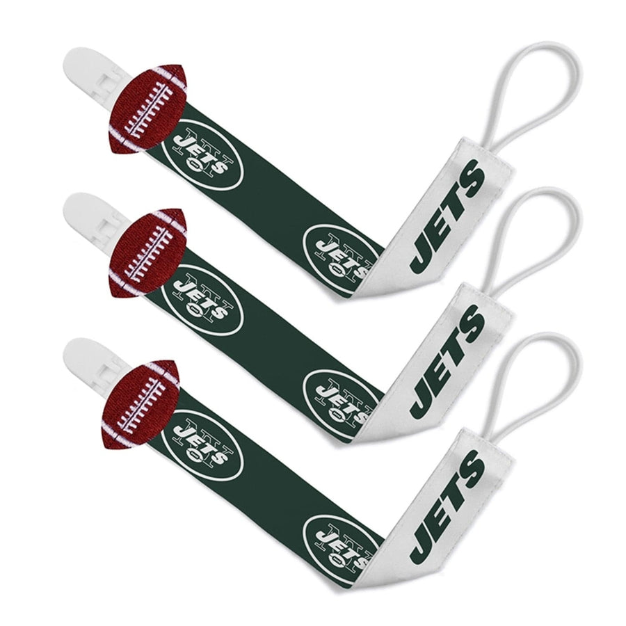 York Jets Pacifier Clip 3-Pack NFL Baby Fanatic Team Logo Clips Image 1