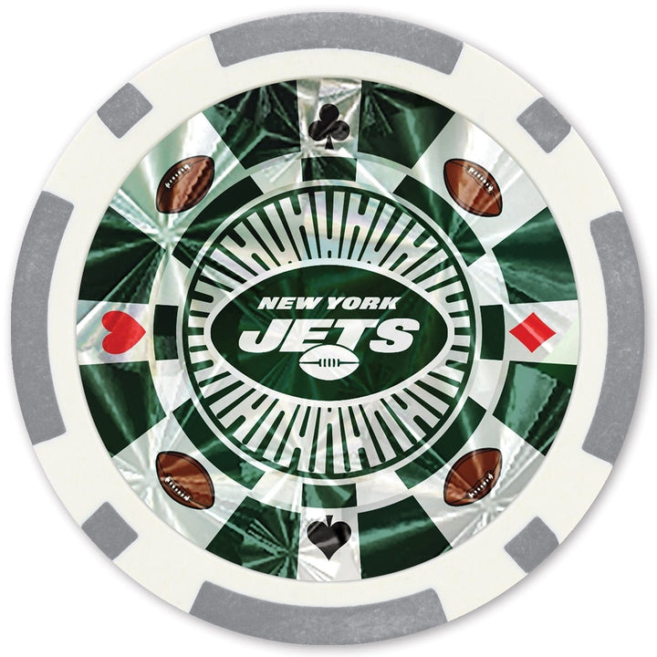 York Jets Poker Chips 20 Piece Silver Collectors Edition NFL Fans Set Image 2