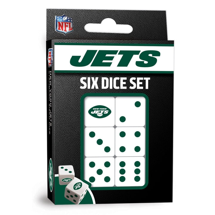 York Jets Dice Set 6-Piece D6 Gaming Dice NFL Team Logo Green and White Image 1