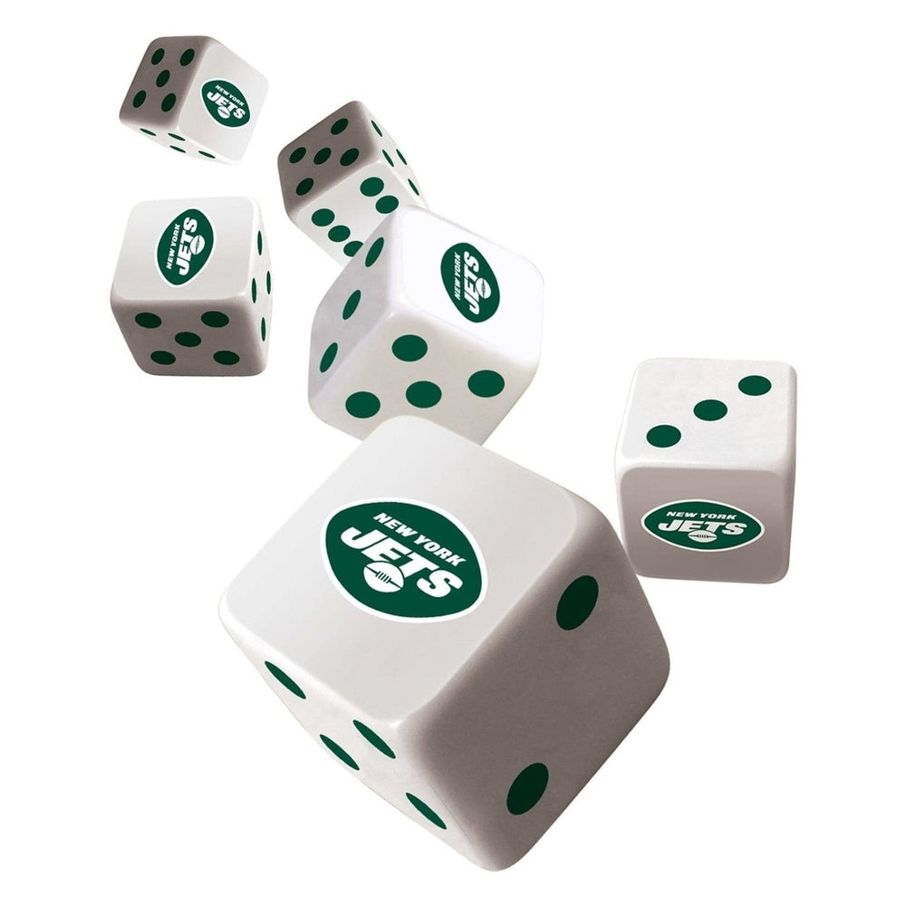 York Jets Dice Set 6-Piece D6 Gaming Dice NFL Team Logo Green and White Image 2