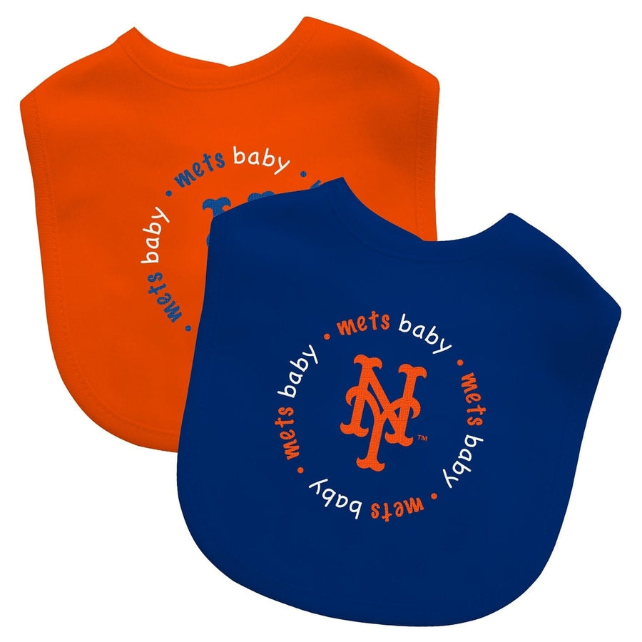 York Mets Baby Bibs 2-Pack Cotton Blue Orange Unisex Infant Accessories Image 1