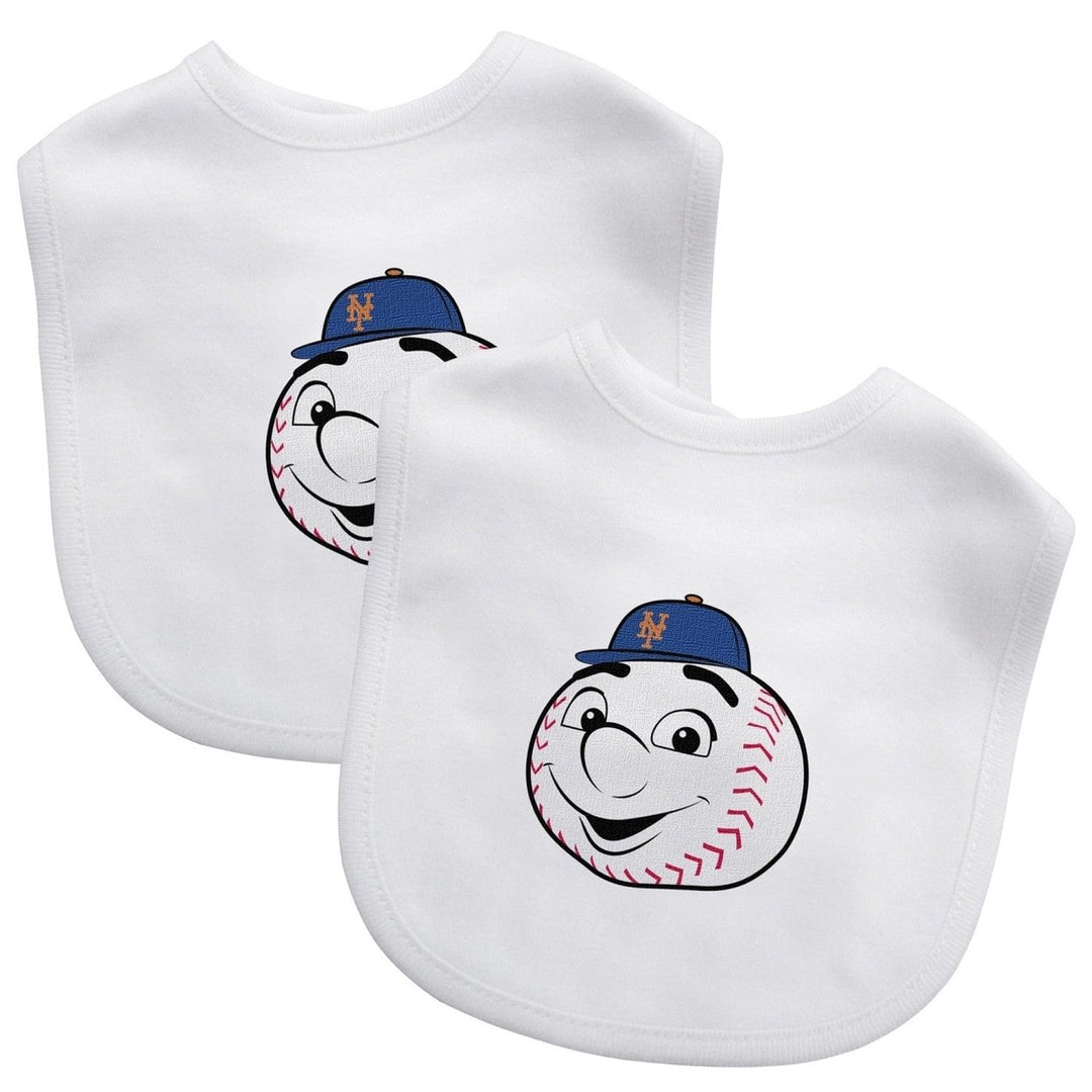 York Mets Baby Bibs 2-Pack Cotton Mr. Met Team Spirit Infant Accessories Image 1