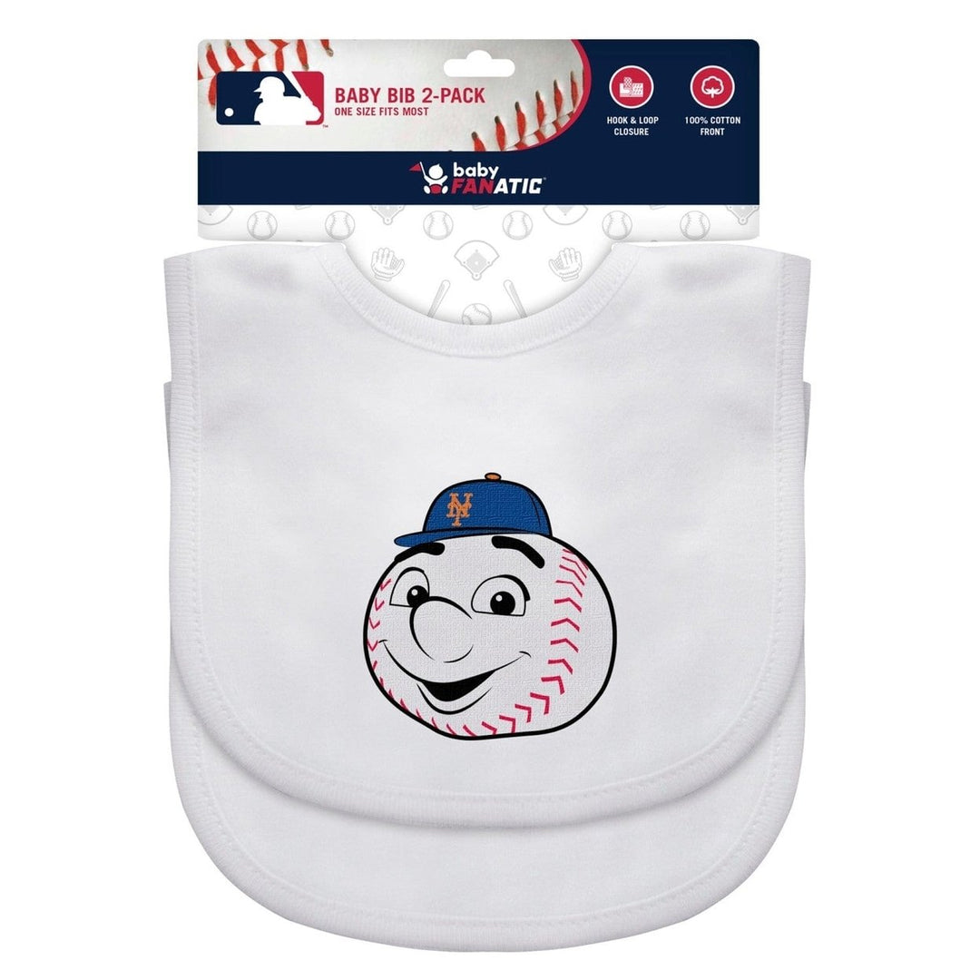 York Mets Baby Bibs 2-Pack Cotton Mr. Met Team Spirit Infant Accessories Image 2