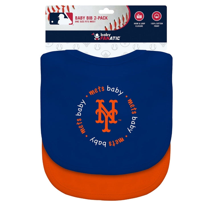 York Mets Baby Bibs 2-Pack Cotton Blue Orange Unisex Infant Accessories Image 2