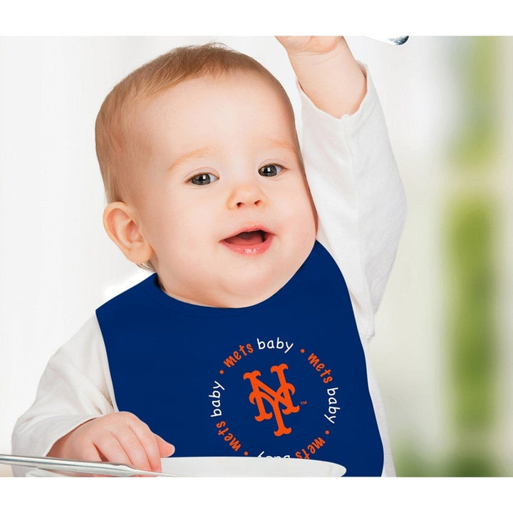 York Mets Baby Bibs 2-Pack Cotton Blue Orange Unisex Infant Accessories Image 3