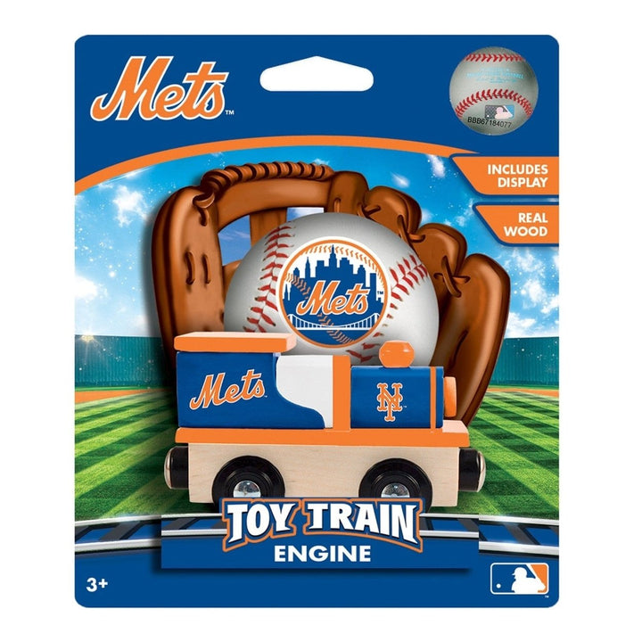 York Mets Wooden Toy Train Engine Compatible with 1 Inch Tracks MLB Team Image 2