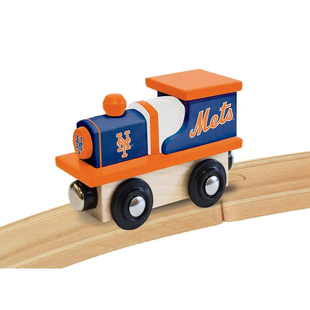 York Mets Wooden Toy Train Engine Compatible with 1 Inch Tracks MLB Team Image 4