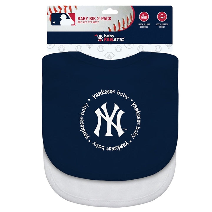 York Yankees Baby Bibs 2-Pack Navy White Cotton Unisex Infant Apparel Image 2