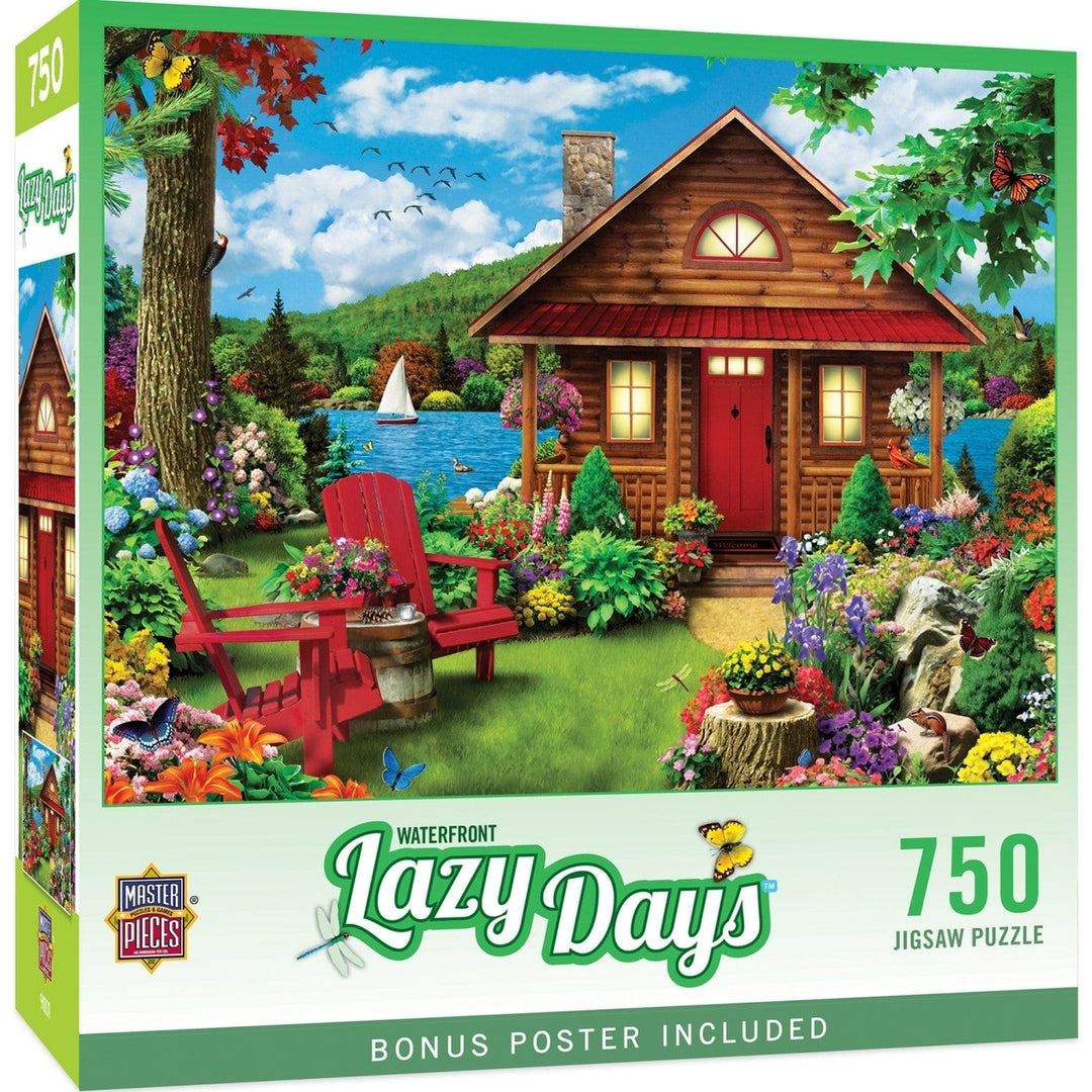 MasterPieces 750 Piece Jigsaw Puzzle Lazy Days Lakeside Cottage 18x24 Inch Image 1