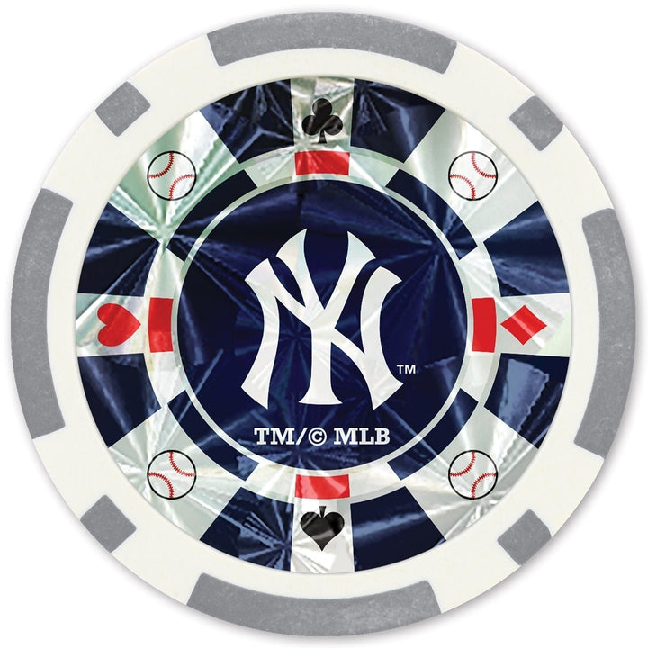 York Yankees 20 Piece Casino Poker Chips Silver Collector Edition Set Image 2