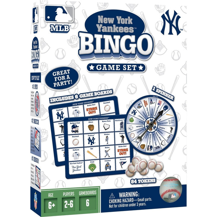 York Yankees Bingo Game MLB Family Fun 6 Boards 84 Tokens Ages 3 Up Image 1