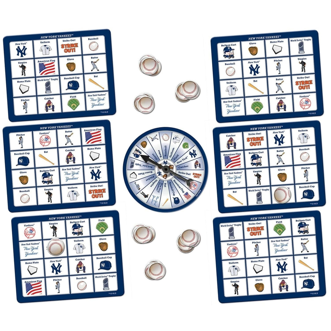 York Yankees Bingo Game MLB Family Fun 6 Boards 84 Tokens Ages 3 Up Image 2