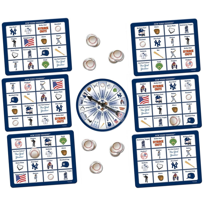 York Yankees Bingo Game MLB Family Fun 6 Boards 84 Tokens Ages 3 Up Image 2