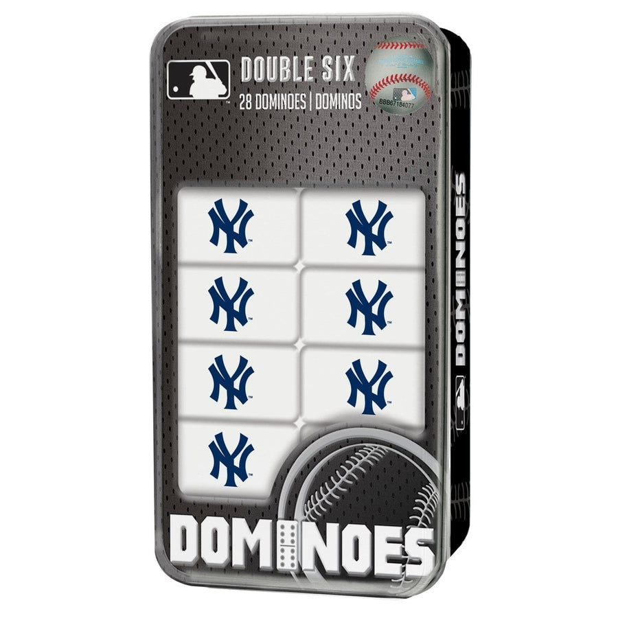 York Yankees Dominoes Set Officially Licensed Double-Sixes Resin Collectible Tin Image 1