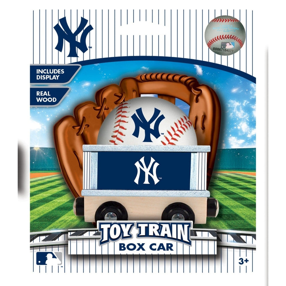 York Yankees Wooden Toy Train Box Car Hand-Painted Kids Gift 1 Inch Track Image 2