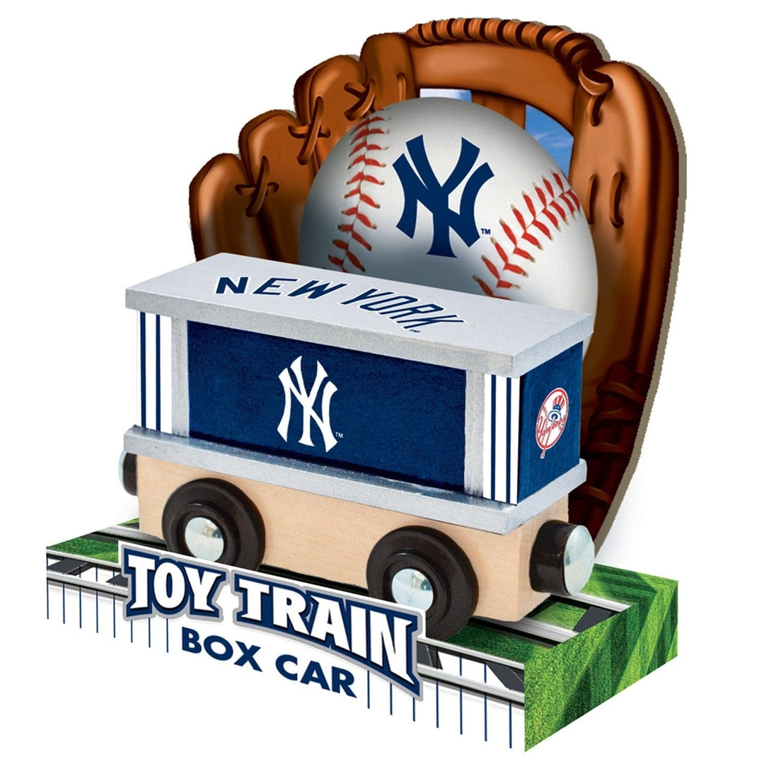 York Yankees Wooden Toy Train Box Car Hand-Painted Kids Gift 1 Inch Track Image 3