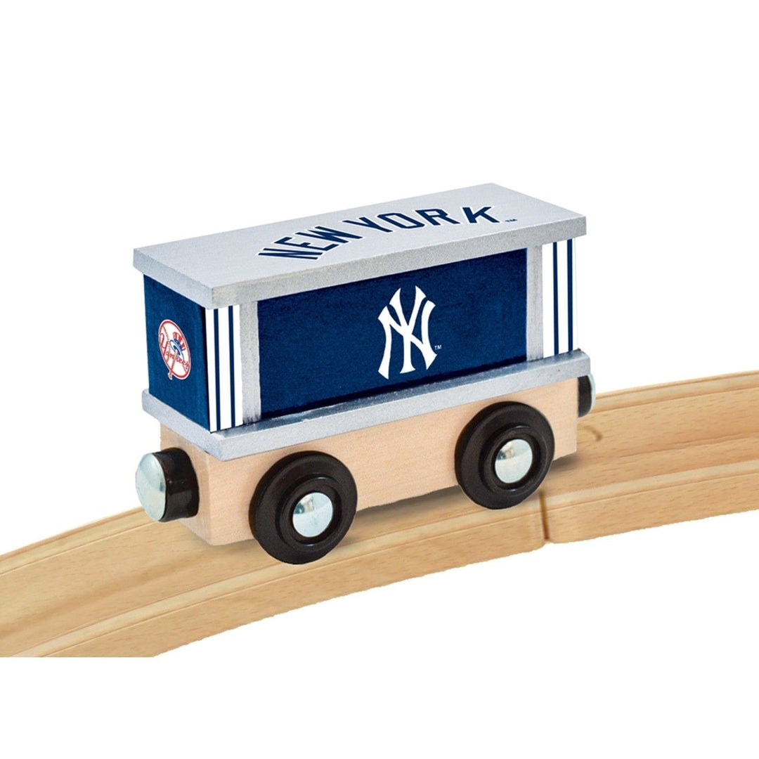 York Yankees Wooden Toy Train Box Car Hand-Painted Kids Gift 1 Inch Track Image 4