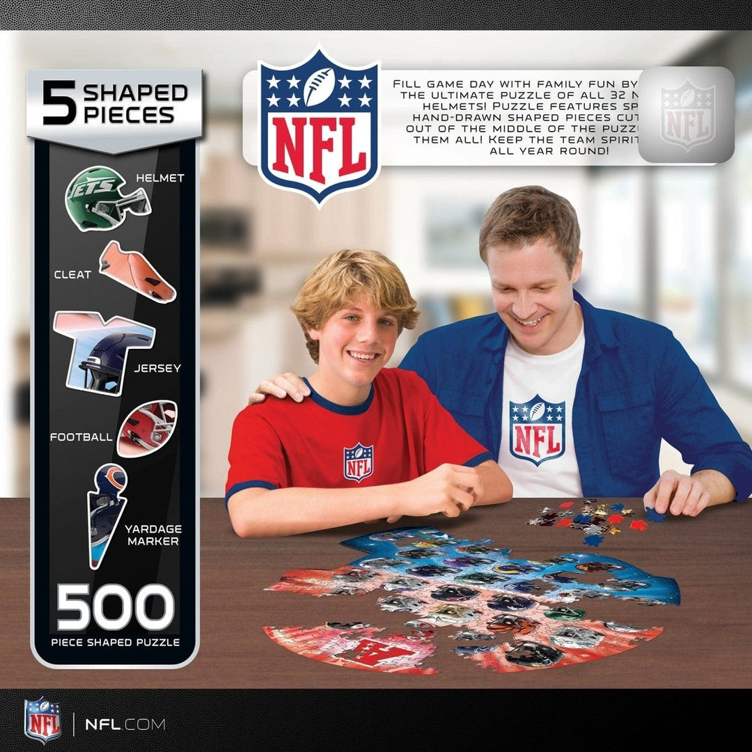 NFL 500 Piece Shaped Jigsaw Puzzle Helmet 32 Teams Football Fan Gift 25x22 Inches Image 3