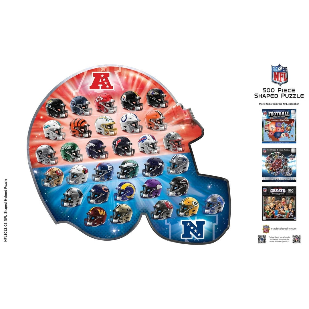 NFL 500 Piece Shaped Jigsaw Puzzle Helmet 32 Teams Football Fan Gift 25x22 Inches Image 4