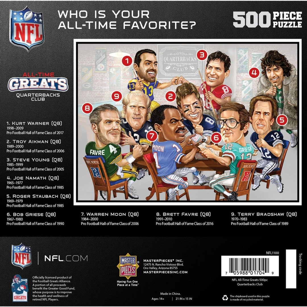 NFL Quarterbacks Club - All Time Greats 500 Piece Jigsaw Puzzle Image 3