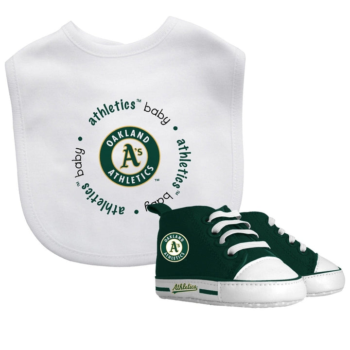 Oakland Athletics Baby Gift Set Team Bib and Pre-Walkers Unisex 2 Piece Set Image 1